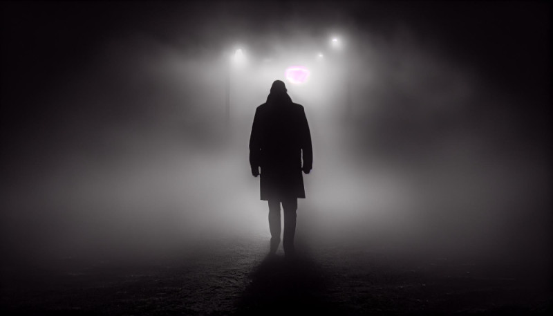 dark-silhouette-standing-fog-walking-alone-outdoors-generated-by-ai